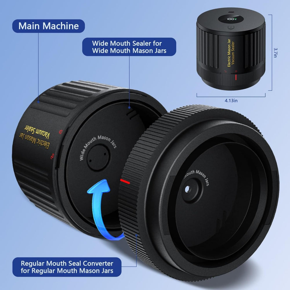 Automatic Jar Sealer Kit: One-Touch Vacuum Sealing for Wide/Regular Mouth Mason Jars - Take Fire