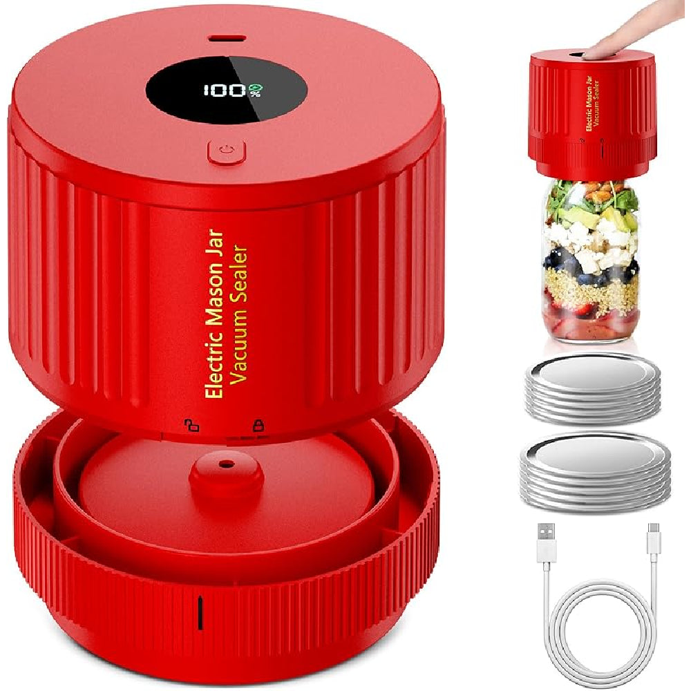 Automatic Jar Sealer Kit: One-Touch Vacuum Sealing for Wide/Regular Mouth Mason Jars - Take Fire