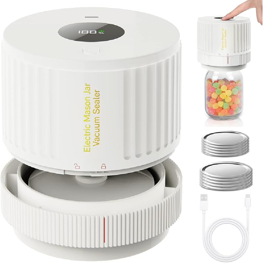 Automatic Jar Sealer Kit: One-Touch Vacuum Sealing for Wide/Regular Mouth Mason Jars - Take Fire