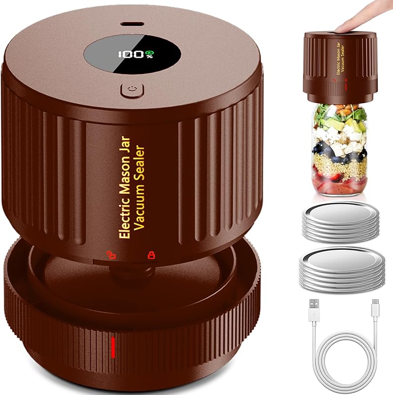 Automatic Jar Sealer Kit: One-Touch Vacuum Sealing for Wide/Regular Mouth Mason Jars - Take Fire