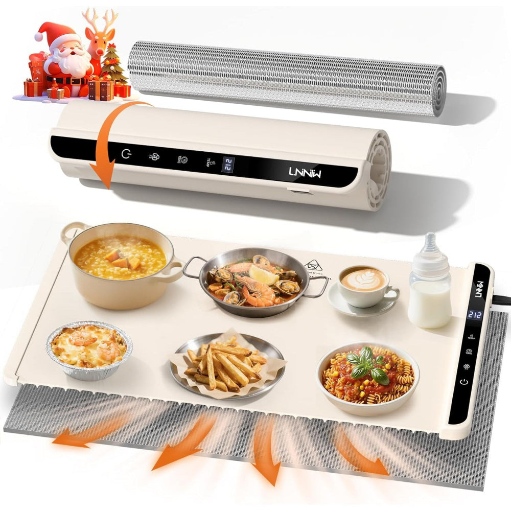 Food Warming Mat 26x15": 6 Temp & Timer Settings with Child Lock for Buffets & Parties - Take Fire