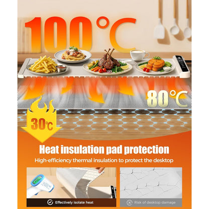 Food Warming Mat 26x15": 6 Temp & Timer Settings with Child Lock for Buffets & Parties - Take Fire