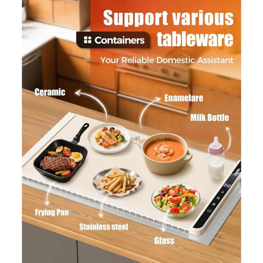 Food Warming Mat 26x15": 6 Temp & Timer Settings with Child Lock for Buffets & Parties - Take Fire