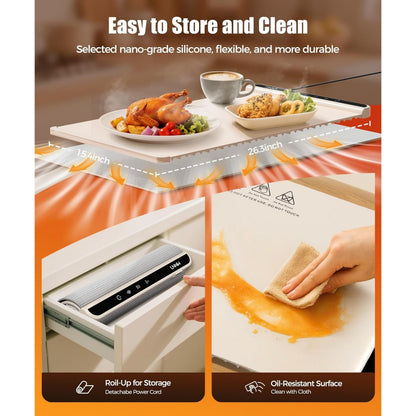 Food Warming Mat 26x15": 6 Temp & Timer Settings with Child Lock for Buffets & Parties - Take Fire