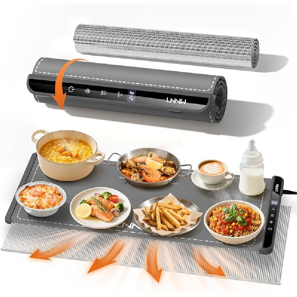 Food Warming Mat 26x15": 6 Temp & Timer Settings with Child Lock for Buffets & Parties - Take Fire