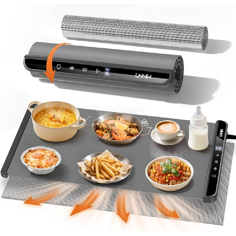 Food Warming Mat 26x15": 6 Temp & Timer Settings with Child Lock for Buffets & Parties - Take Fire