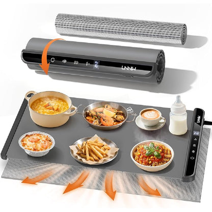 Food Warming Mat 26x15": 6 Temp & Timer Settings with Child Lock for Buffets & Parties - Take Fire