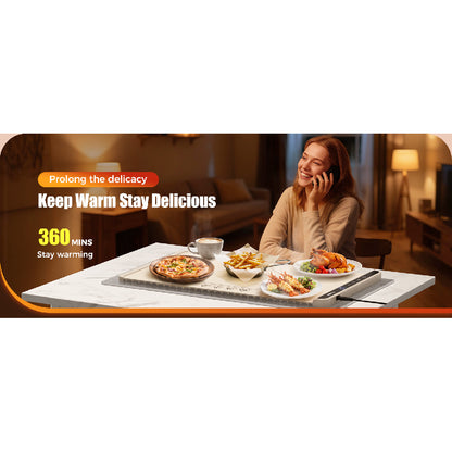 Food Warming Mat 26x15": 6 Temp & Timer Settings with Child Lock for Buffets & Parties - Take Fire