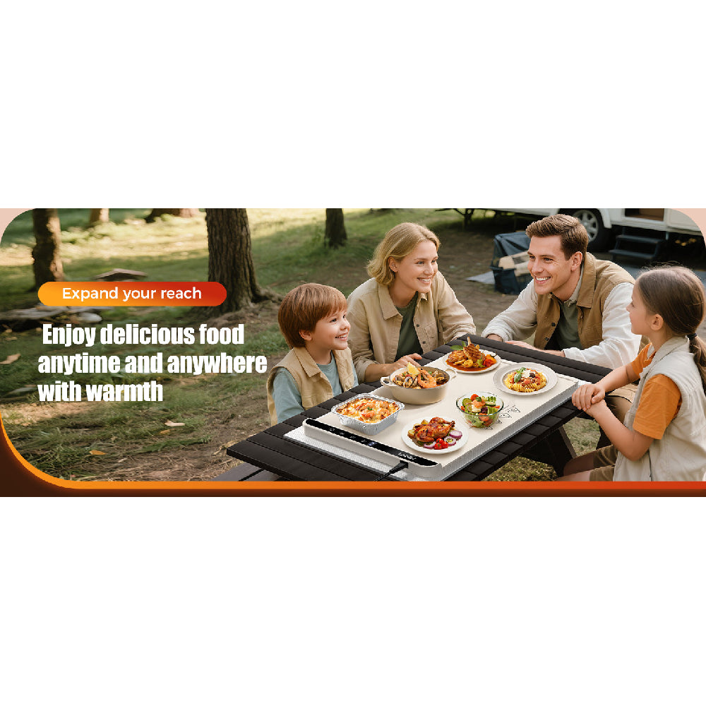 Food Warming Mat 26x15": 6 Temp & Timer Settings with Child Lock for Buffets & Parties - Take Fire
