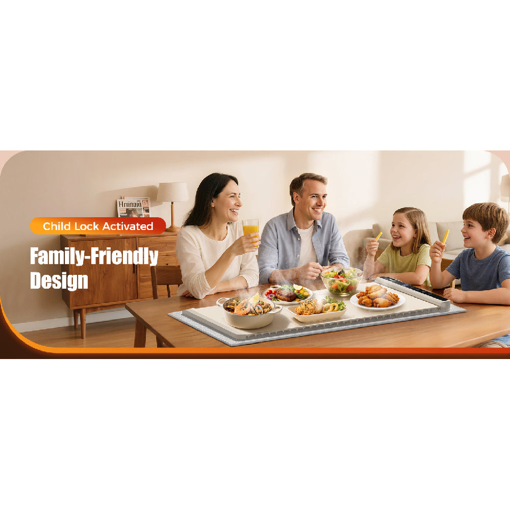Food Warming Mat 26x15": 6 Temp & Timer Settings with Child Lock for Buffets & Parties - Take Fire