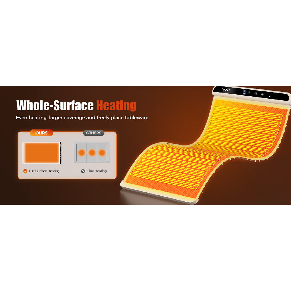 Food Warming Mat 26x15": 6 Temp & Timer Settings with Child Lock for Buffets & Parties - Take Fire