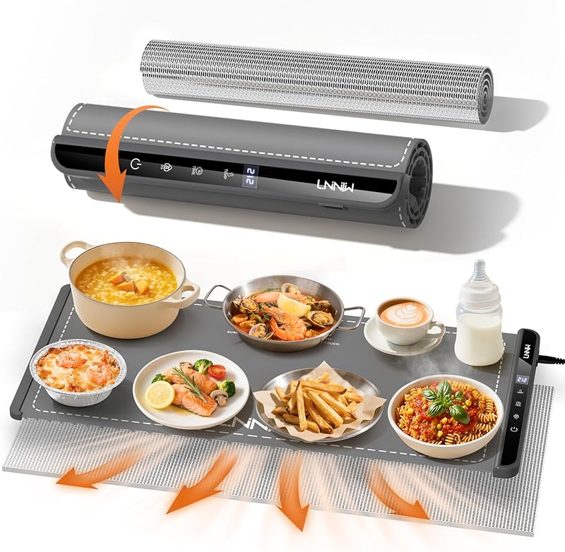 Food Warming Mat 26x15": 6 Temp & Timer Settings with Child Lock for Buffets & Parties - Take Fire