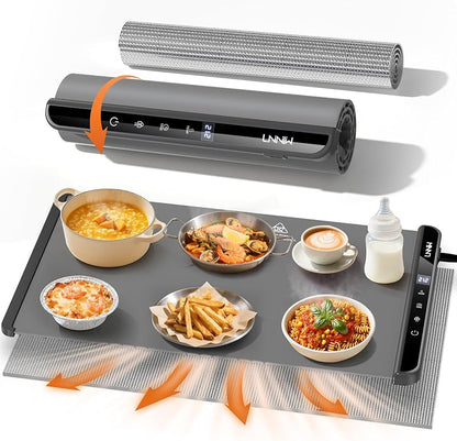 Food Warming Mat 26x15": 6 Temp & Timer Settings with Child Lock for Buffets & Parties - Take Fire