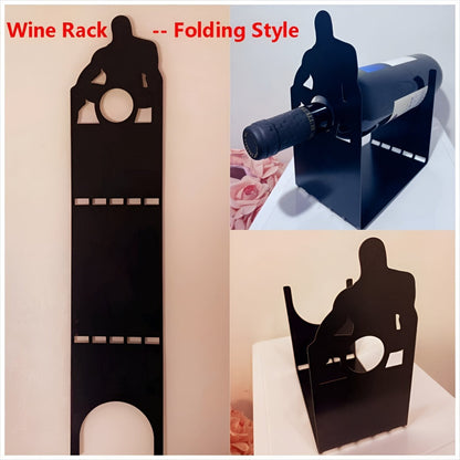 Freestanding Wine Rack: Compact Tabletop Stand for Decorative Bottle Display (Black) - Take Fire