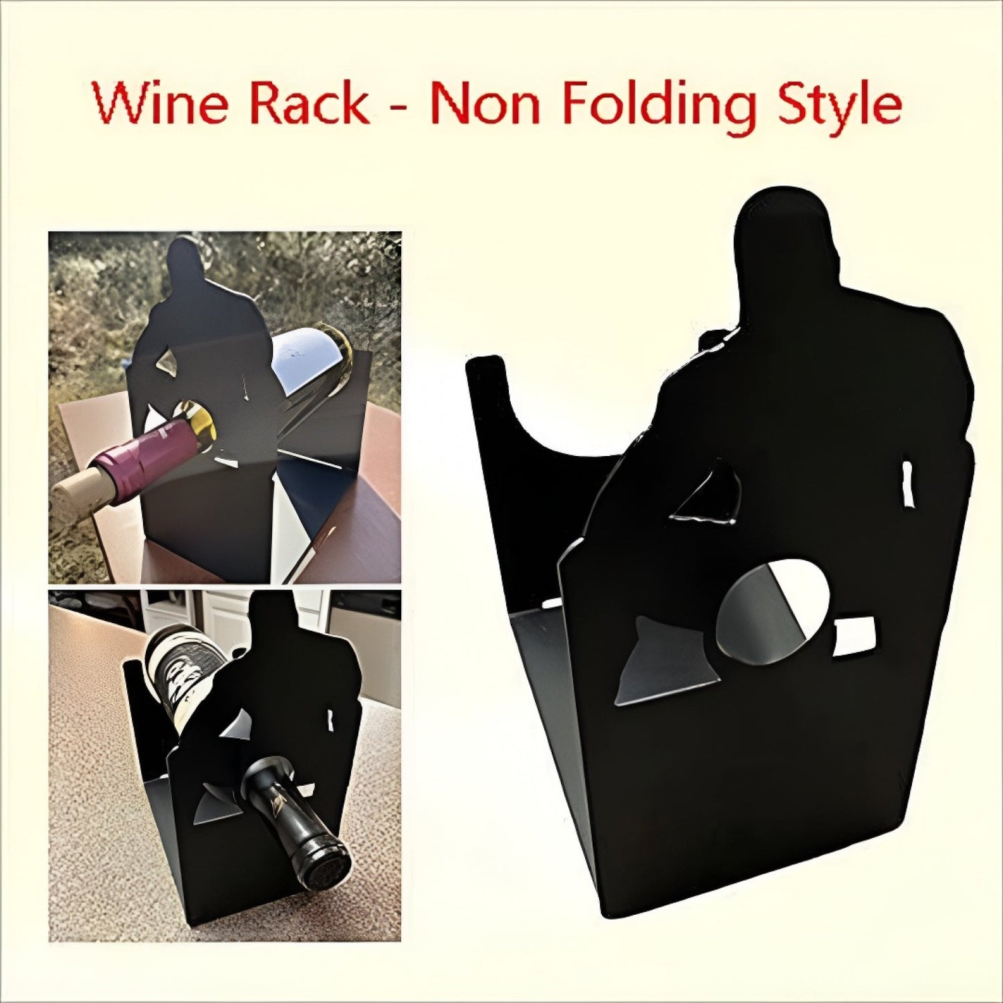 Freestanding Wine Rack: Compact Tabletop Stand for Decorative Bottle Display (Black) - Take Fire