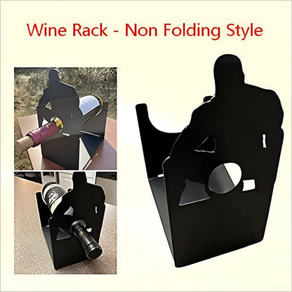 Freestanding Wine Rack: Compact Tabletop Stand for Decorative Bottle Display (Black) - Take Fire