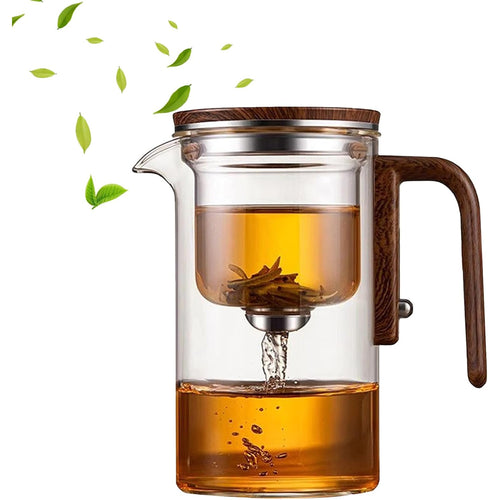 Magic Glass Teapot 600ml: Push-Control Lid with Strainer for Home & Office Use - Take Fire