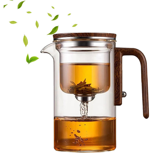 Magic Glass Teapot 600ml: Push-Control Lid with Strainer for Home & Office Use - Take Fire