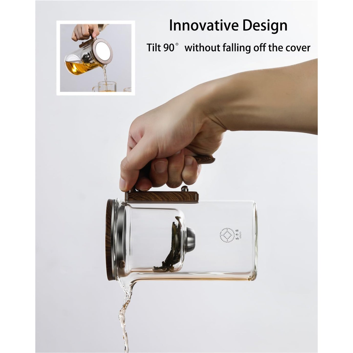 Magic Glass Teapot 600ml: Push-Control Lid with Strainer for Home & Office Use - Take Fire