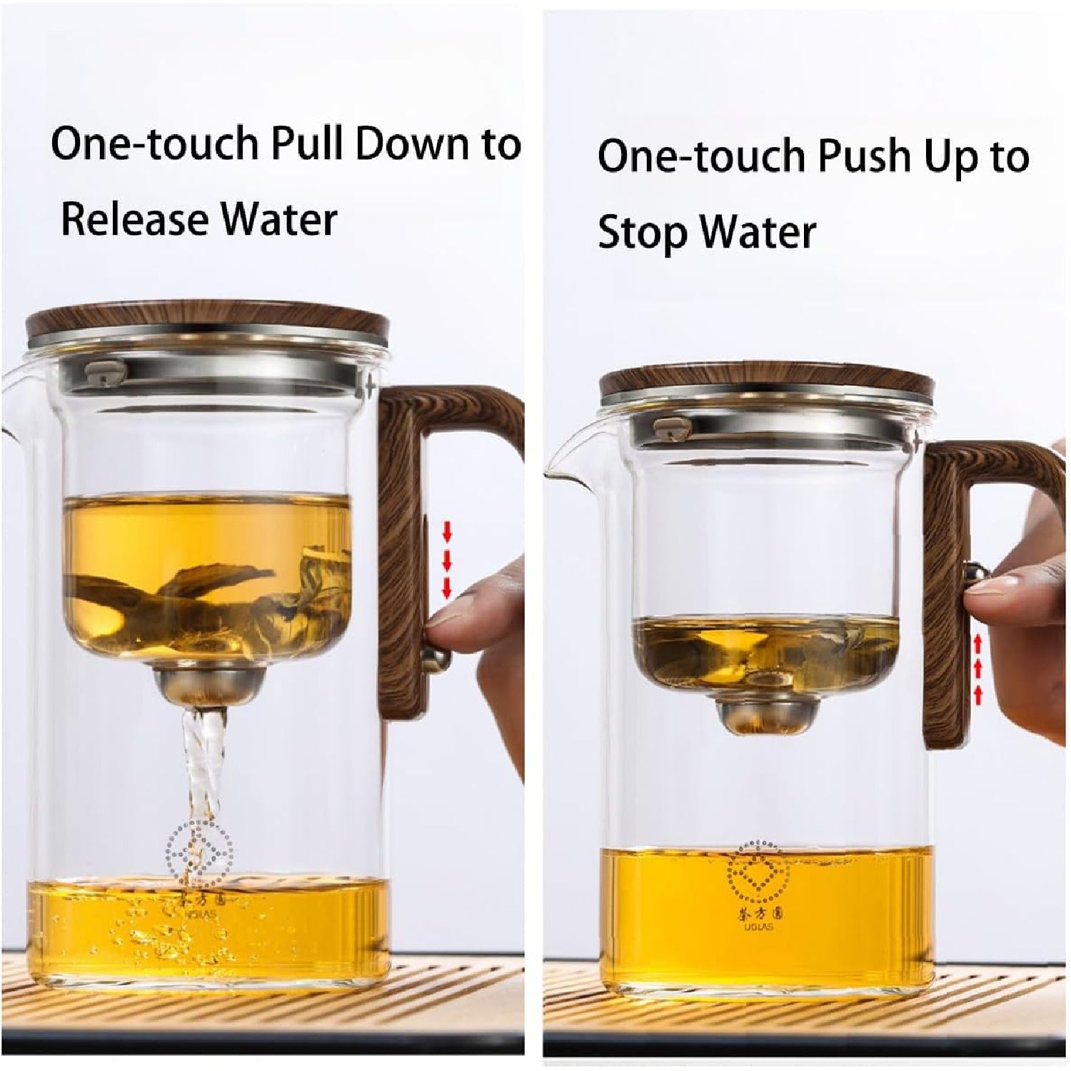 Magic Glass Teapot 600ml: Push-Control Lid with Strainer for Home & Office Use - Take Fire