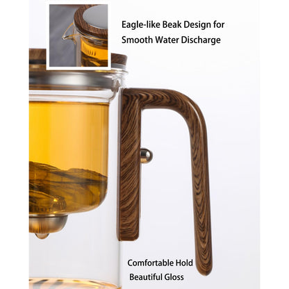 Magic Glass Teapot 600ml: Push-Control Lid with Strainer for Home & Office Use - Take Fire