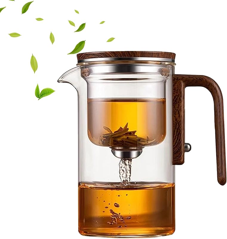Magic Glass Teapot 600ml: Push-Control Lid with Strainer for Home & Office Use - Take Fire