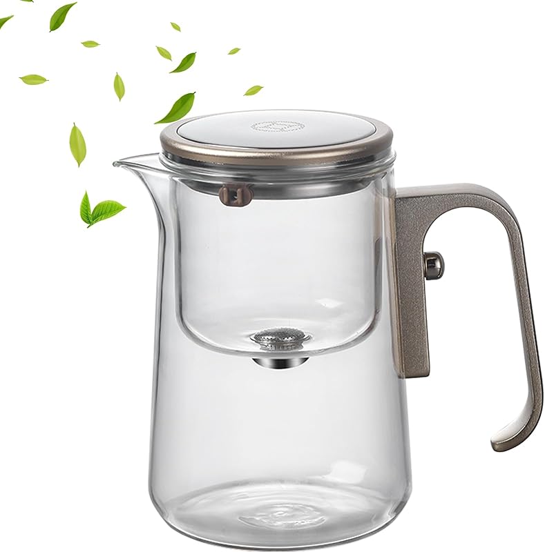 Magic Glass Teapot 600ml: Push-Control Lid with Strainer for Home & Office Use - Take Fire