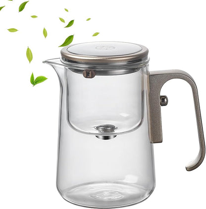Magic Glass Teapot 600ml: Push-Control Lid with Strainer for Home & Office Use - Take Fire