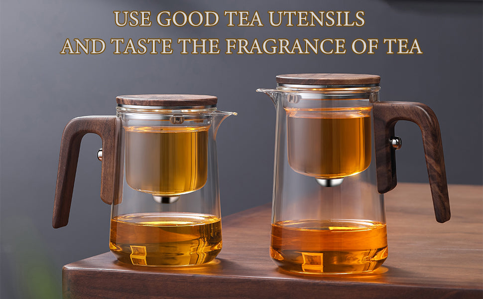 Magic Glass Teapot 600ml: Push-Control Lid with Strainer for Home & Office Use - Take Fire