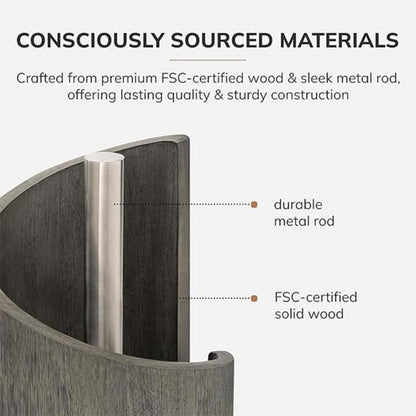 One-Hand Paper Towel Holder: Mango Wood Base & Iron Stand for Jumbo Rolls (Gray) - Take Fire