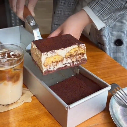 Removable Frame Cake Pan: Aluminum Rectangular Mold with Lid & Stainless Spatula - Take Fire