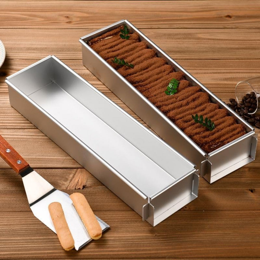 Removable Frame Cake Pan: Aluminum Rectangular Mold with Lid & Stainless Spatula - Take Fire