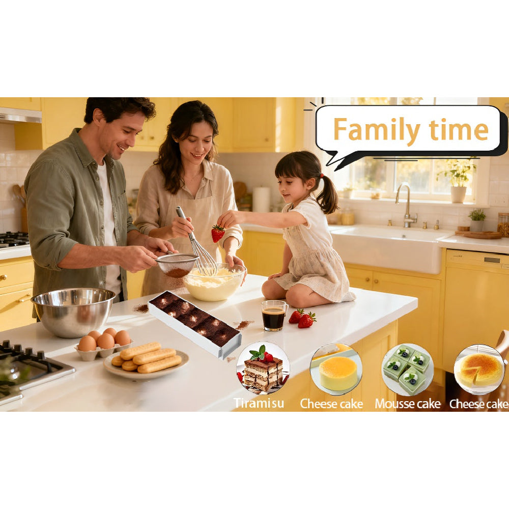 Removable Frame Cake Pan: Aluminum Rectangular Mold with Lid & Stainless Spatula - Take Fire