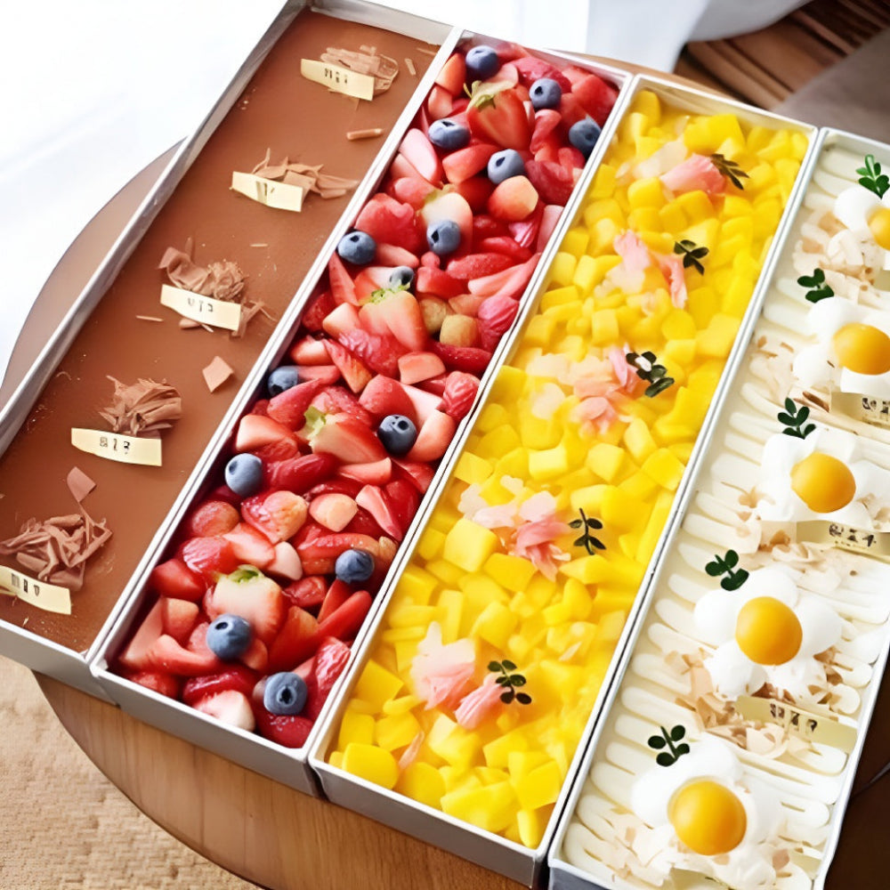 Removable Frame Cake Pan: Aluminum Rectangular Mold with Lid & Stainless Spatula - Take Fire