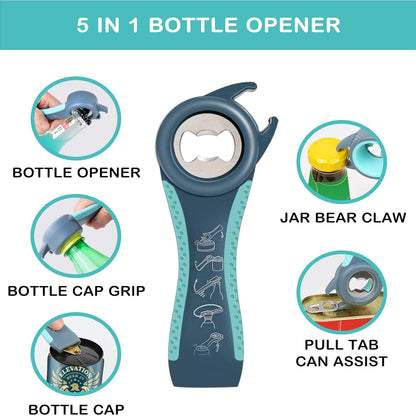 Senior-Friendly Jar Opener: 5-in-1 Non-Slip Tool for Arthritic Hands & Stubborn Lids - Take Fire