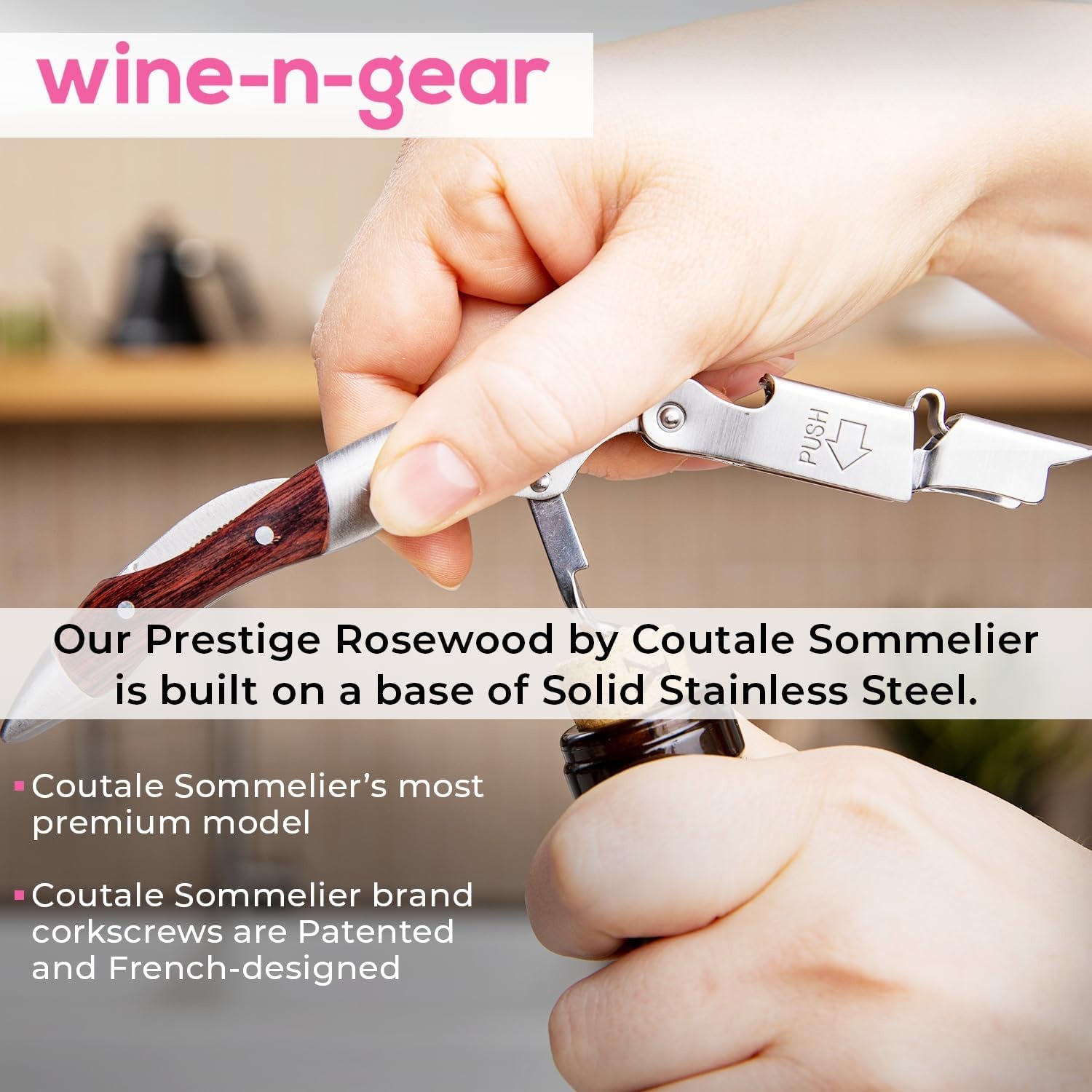 Spring-Loaded Corkscrew: French Patented Double Lever for Effortless Wine Opening - Take Fire