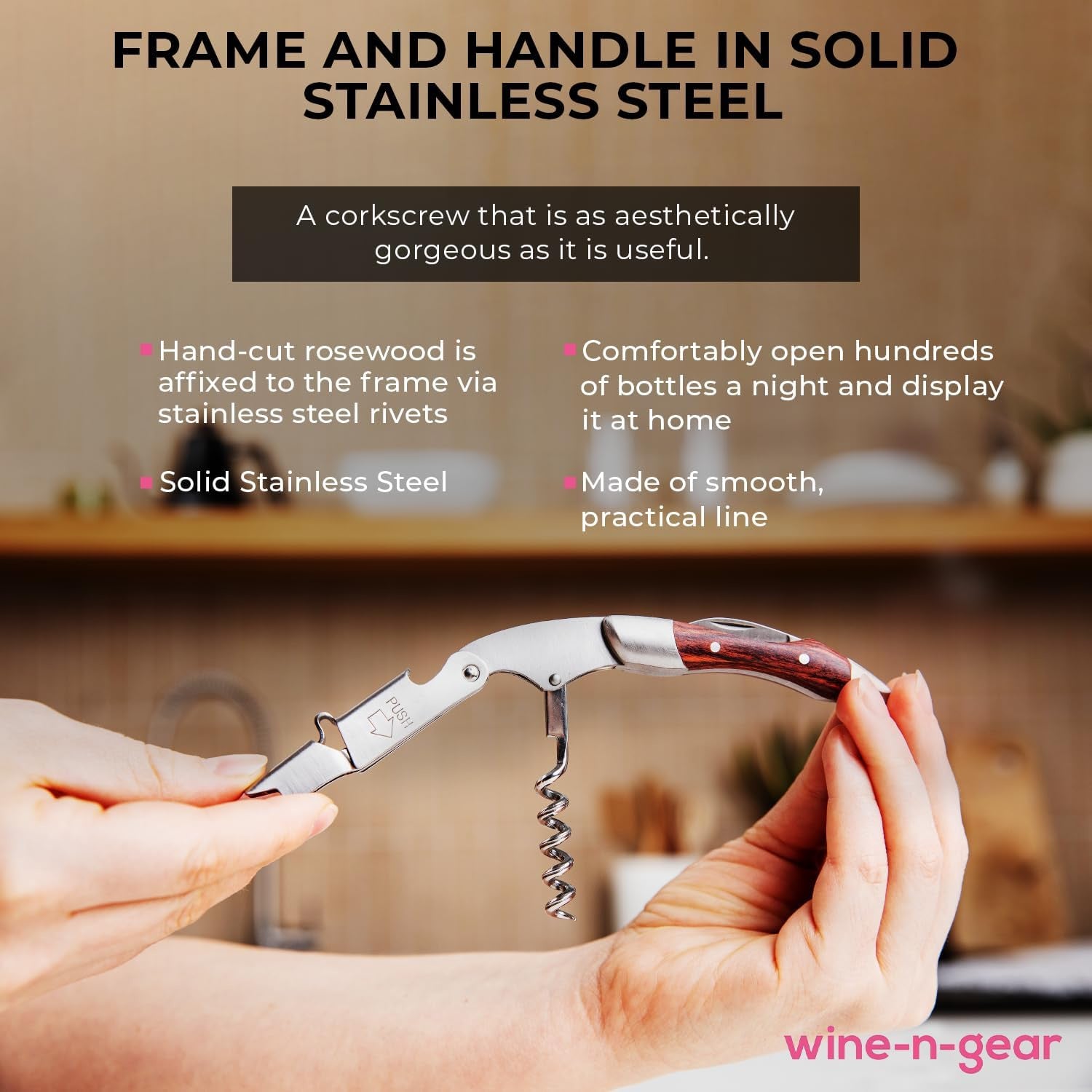 Spring-Loaded Corkscrew: French Patented Double Lever for Effortless Wine Opening - Take Fire