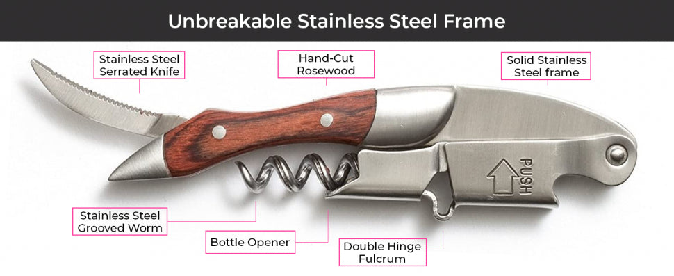 Spring-Loaded Corkscrew: French Patented Double Lever for Effortless Wine Opening - Take Fire