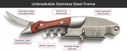 Spring-Loaded Corkscrew: French Patented Double Lever for Effortless Wine Opening - Take Fire