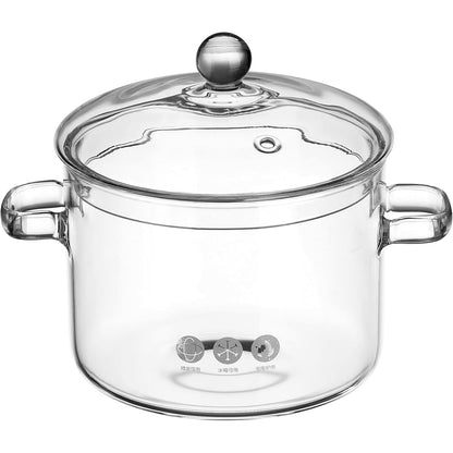 Transparent Saucepan: 1900ml Borosilicate Pot with Lid for Stovetop Cooking & Display - Take Fire