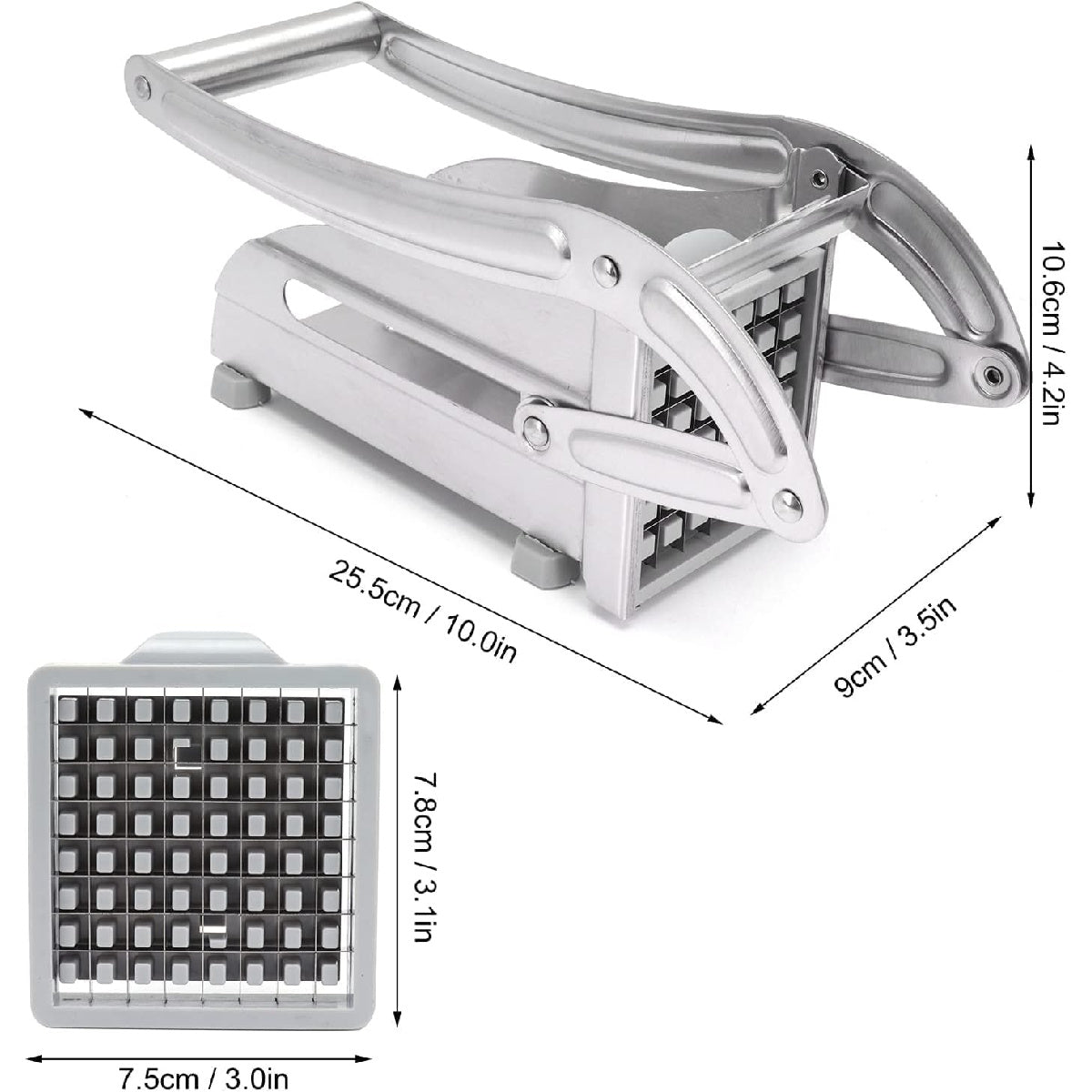 Commercial Stainless Steel Fry Cutter: 2 Blade Sizes with Suction Base for Vegetables