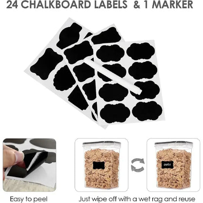 Airtight Kitchen Canisters: 24-Pc BPA-Free Set with Labels for Cereal & Sugar Storage - Take Fire