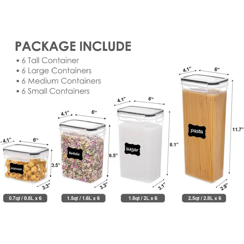 Airtight Kitchen Canisters: 24-Pc BPA-Free Set with Labels for Cereal & Sugar Storage - Take Fire