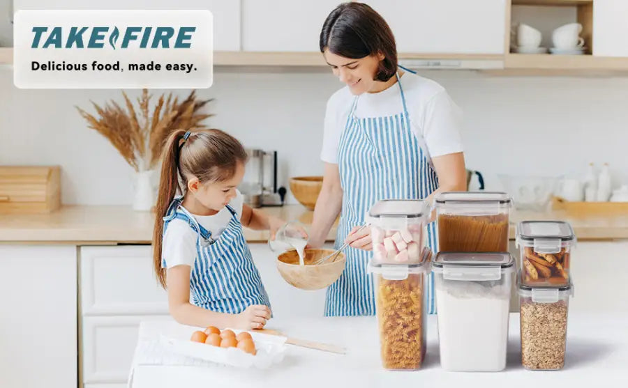 Airtight Kitchen Canisters: 24-Pc BPA-Free Set with Labels for Cereal & Sugar Storage - Take Fire