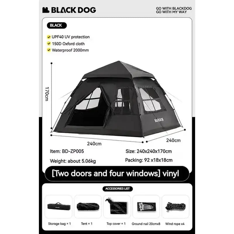Automatic Black-Coated Camping Tent - Tent - 帐篷