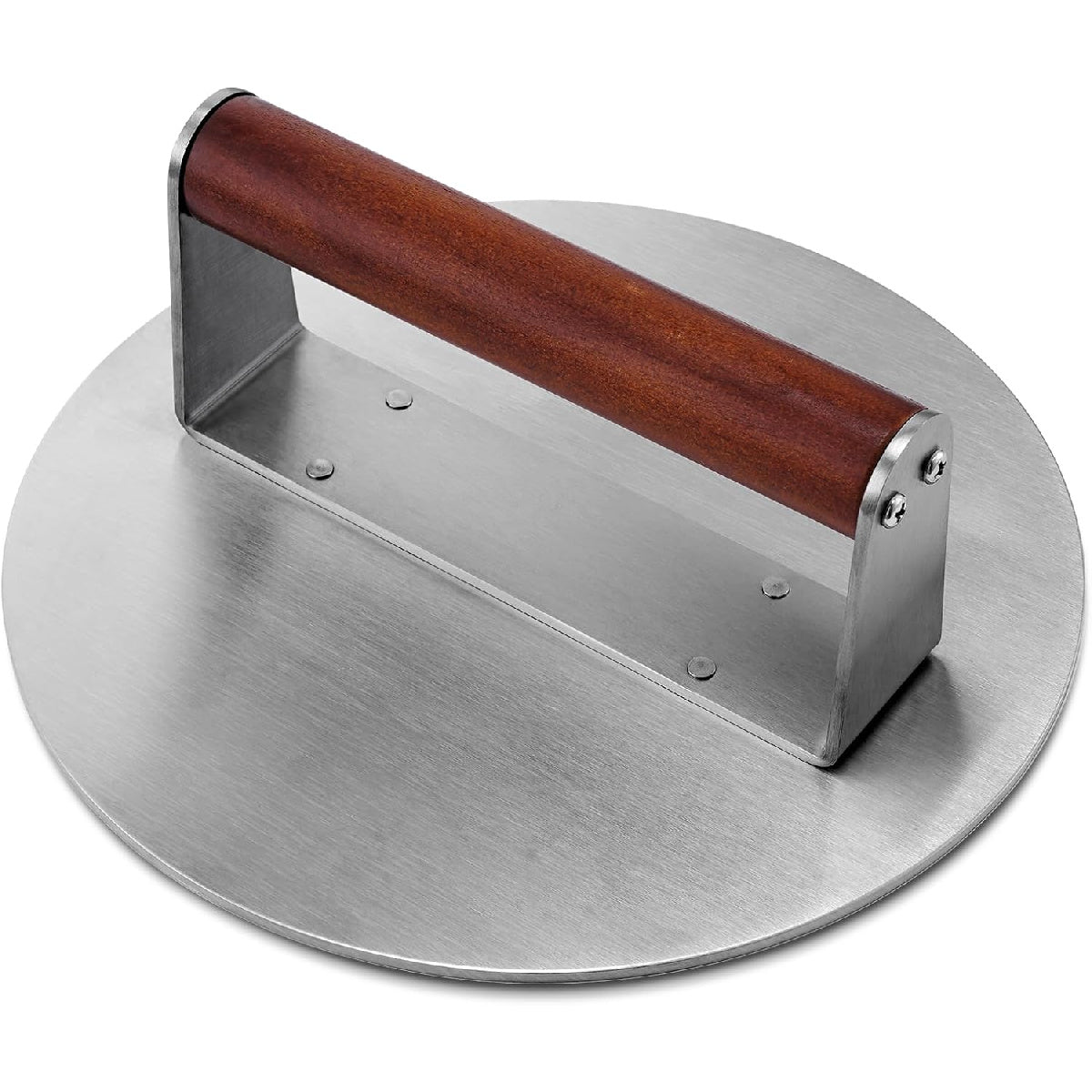 Extra Large Stainless Steel Burger Press: 2.5lb Heavy Duty Smasher with Wood Handle for Grills.