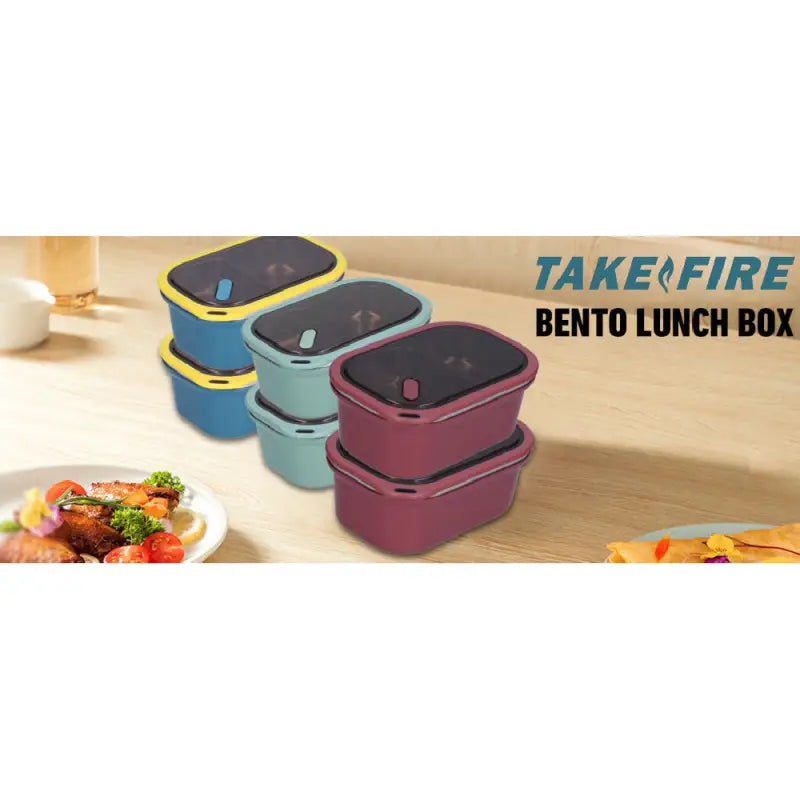 Adult Bento Lunch Box: 1200ml 2-Layer Design with Spoon for Office & Travel - Take Fire