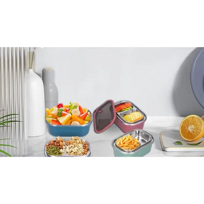 Adult Bento Lunch Box: 1200ml 2-Layer Design with Spoon for Office & Travel - Take Fire
