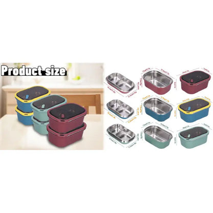 Adult Bento Lunch Box: 1200ml 2-Layer Design with Spoon for Office & Travel - Take Fire