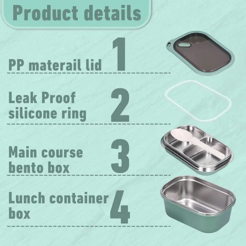 Adult Bento Lunch Box: 1200ml 2-Layer Design with Spoon for Office & Travel - Take Fire